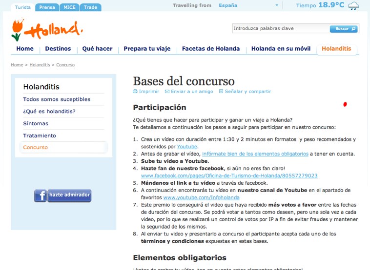 Bases del concurso - la página oficial de la Oficina de Turismo y Congresos de Holanda.