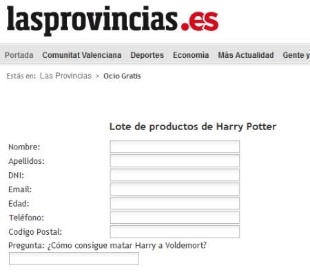 Sorteo Harry Potter